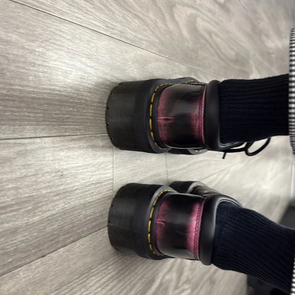 Dr. Martens 8053 Black + Pink Arcadia Leather Platform Casual Shoes UK6 W8 NIB - Picture 7 of 8